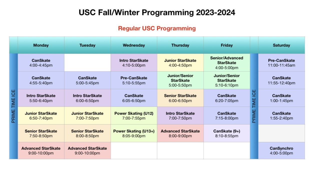 USC 20232024 Fall/Winter Programming and Pricing Unionville Skating Club